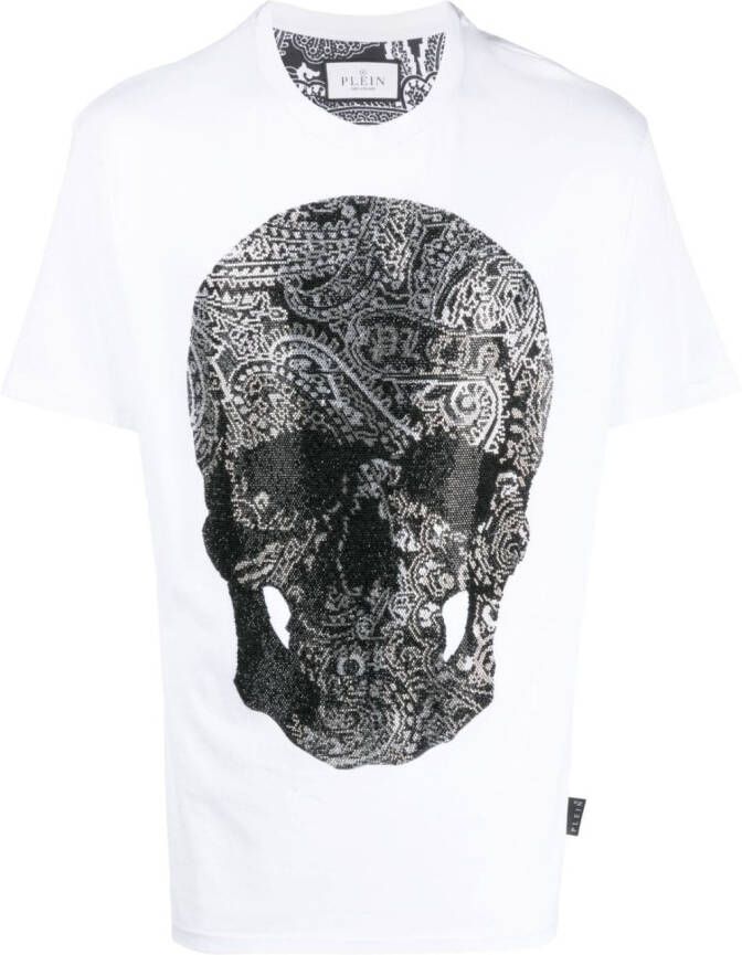 Philipp Plein T-shirt met doodskopprint Wit