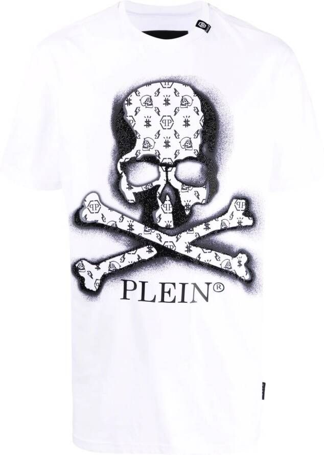 Philipp Plein T-shirt met doodskopprint Wit