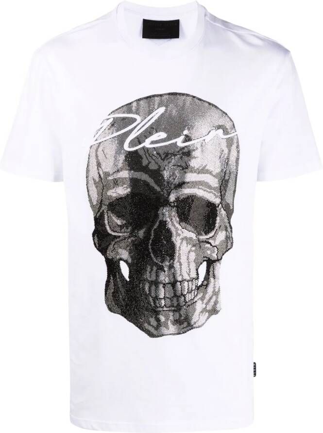 Philipp Plein T-shirt met doodskopprint Wit
