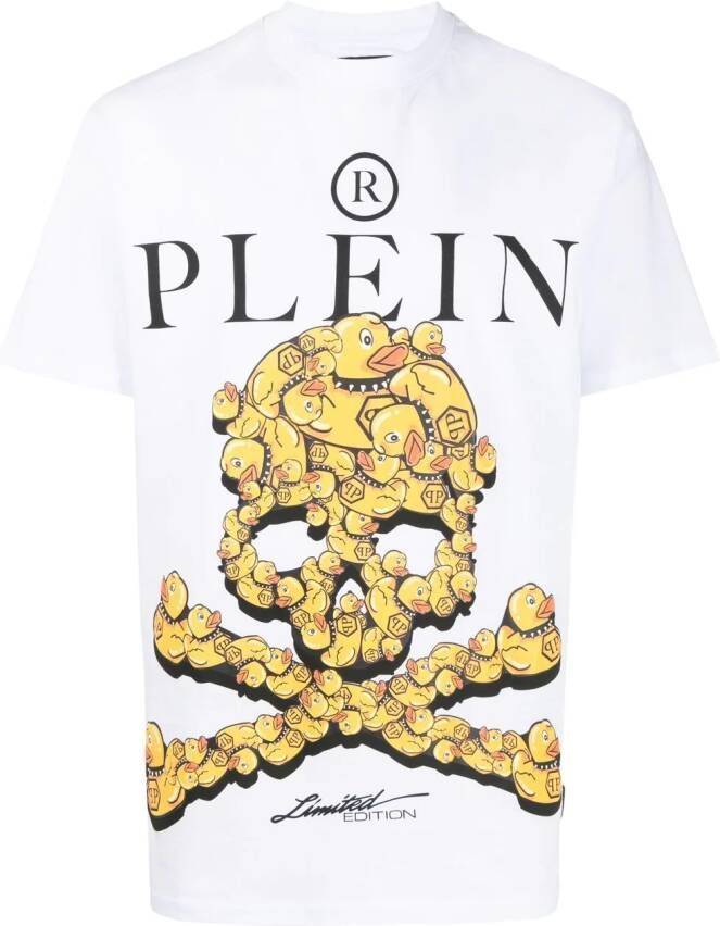 Philipp Plein T-shirt met doodskopprint Wit