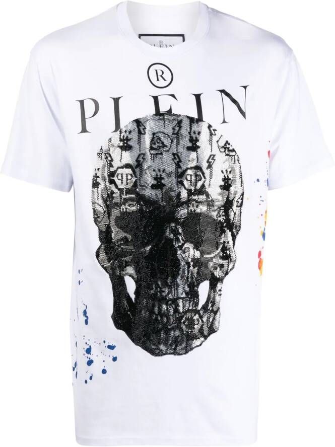 Philipp Plein T-shirt met doodskopprint Wit