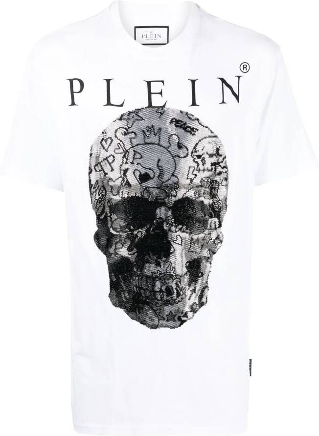 Philipp Plein T-shirt met doodskopprint Wit