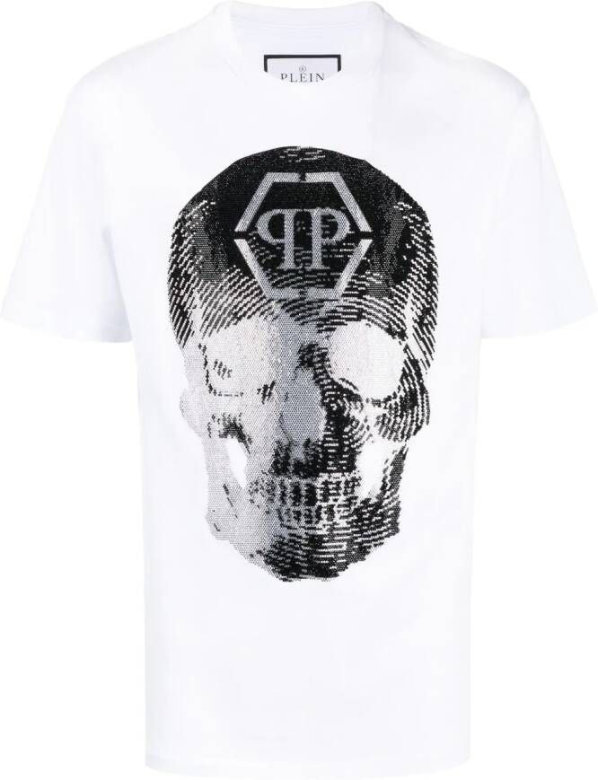 Philipp Plein T-shirt met doodskopprint Wit