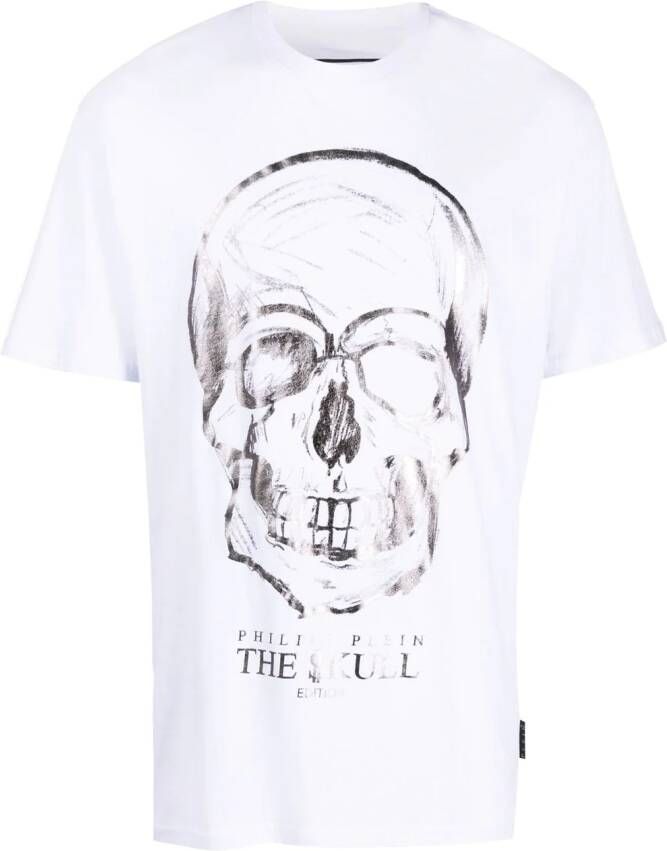 Philipp Plein T-shirt met doodskopprint Wit