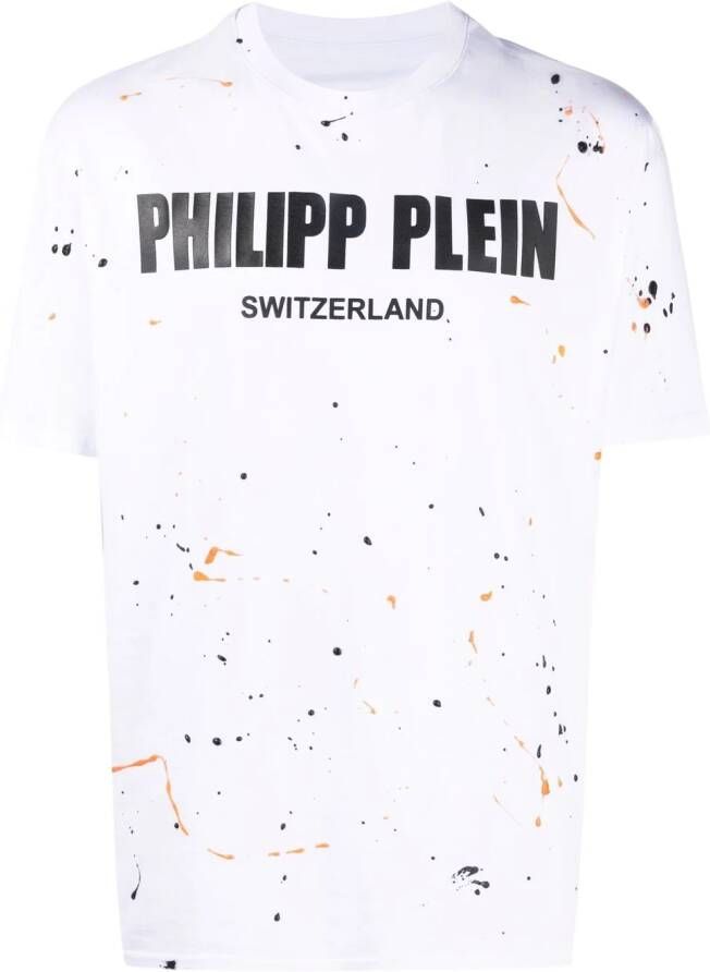 Philipp Plein T-shirt met handgeverfd effect Wit