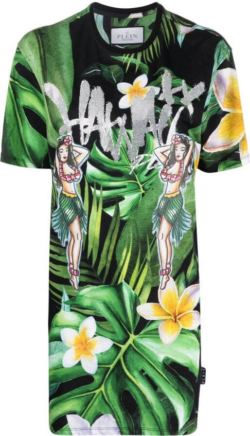 Philipp Plein T-shirt met Hawaii print Groen