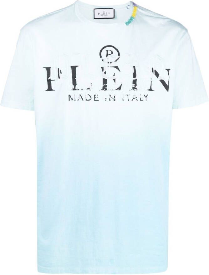 Philipp Plein T-shirt met kleurverloop Blauw