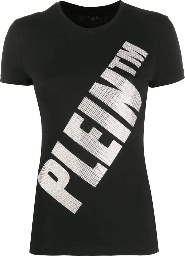 Philipp Plein T-shirt met kristallen logo Zwart