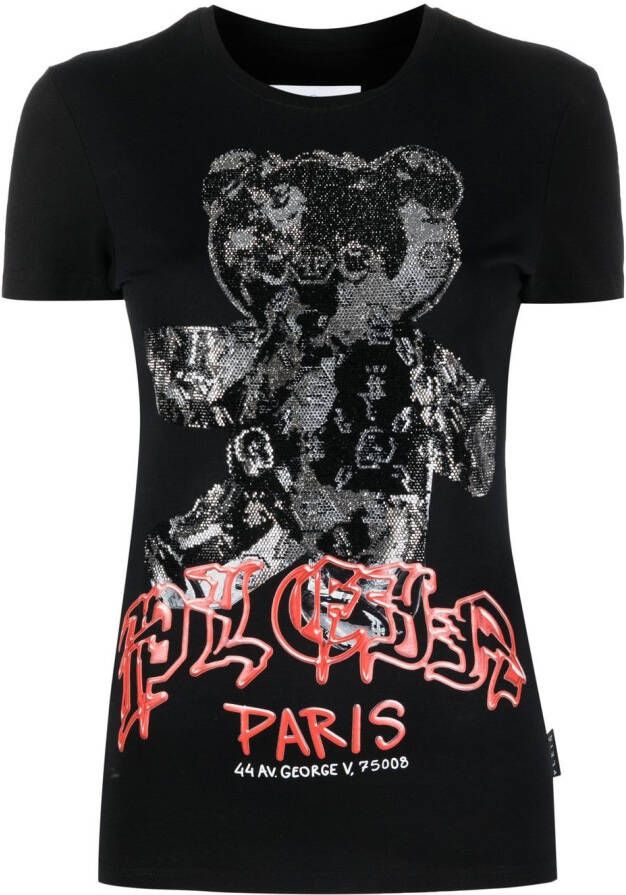 Philipp Plein T-shirt met kristallen Zwart