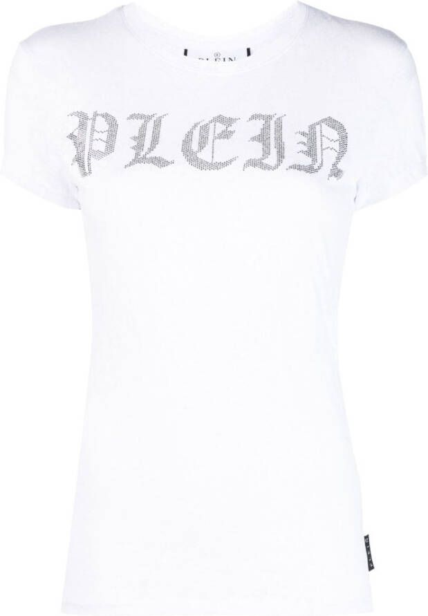 Philipp Plein T-shirt met logo van stras Wit