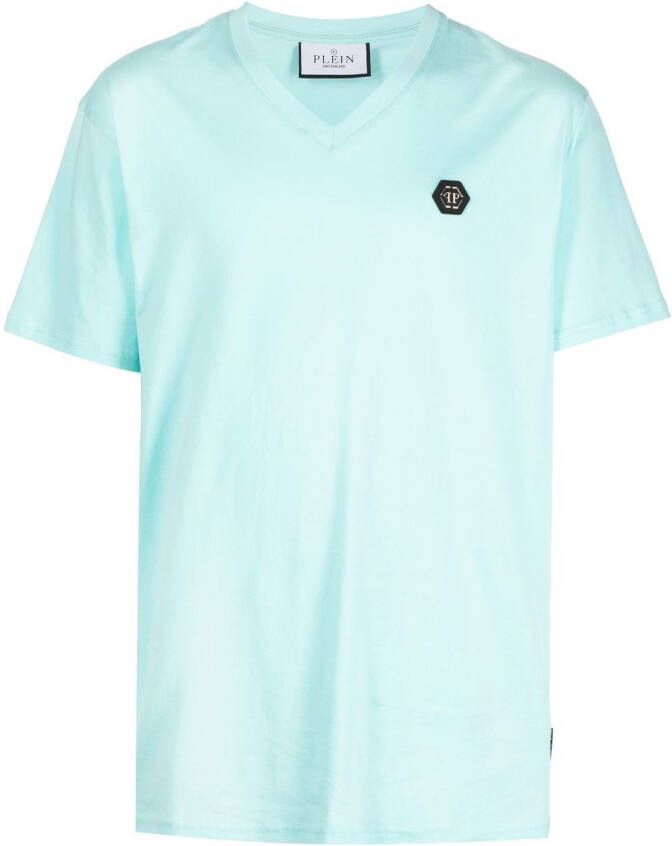 Philipp Plein T-shirt met logopatch Blauw