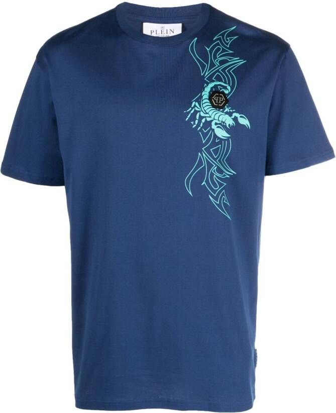 Philipp Plein T-shirt met logopatch Blauw