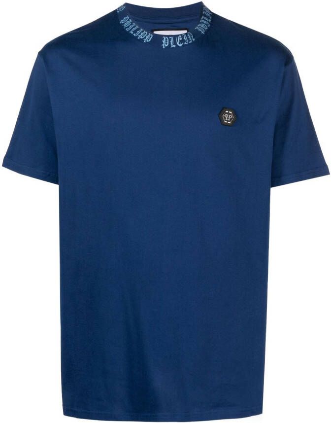 Philipp Plein T-shirt met logoplakkaat Blauw