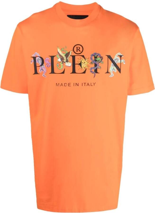 Philipp Plein T-shirt met logoprint Oranje