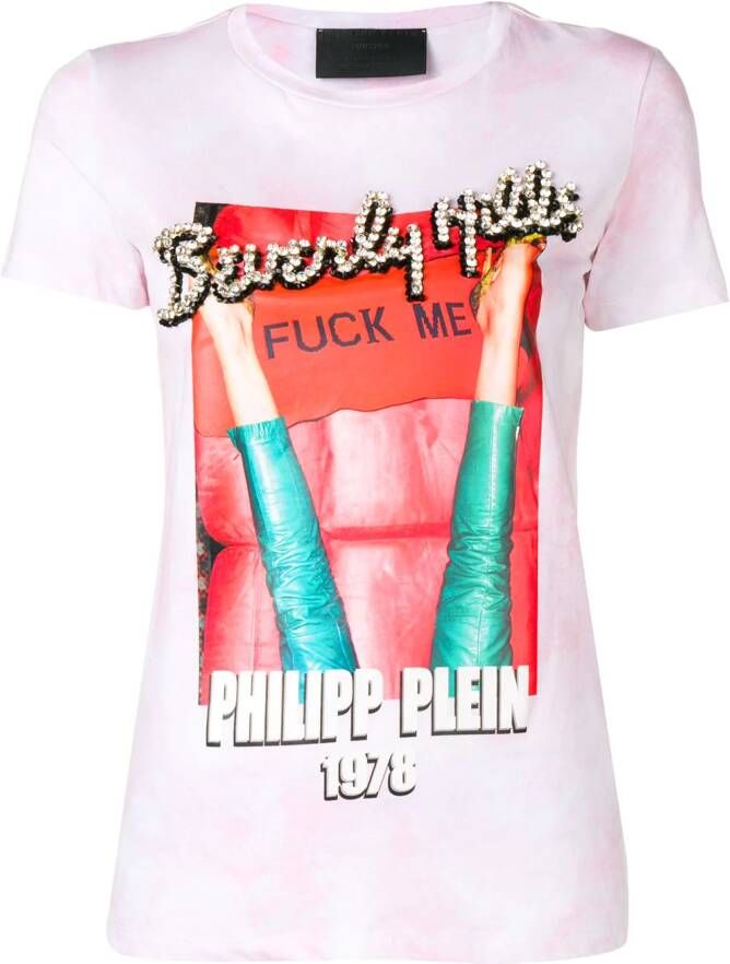 Philipp Plein T-shirt met print Roze