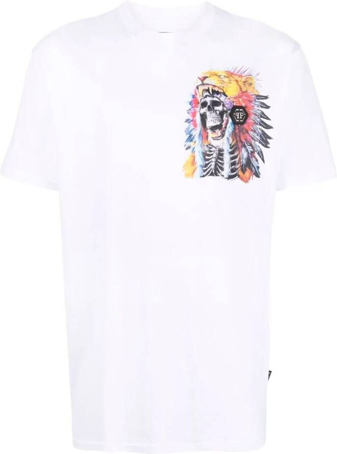 Philipp Plein T-shirt met doodskopprint Wit