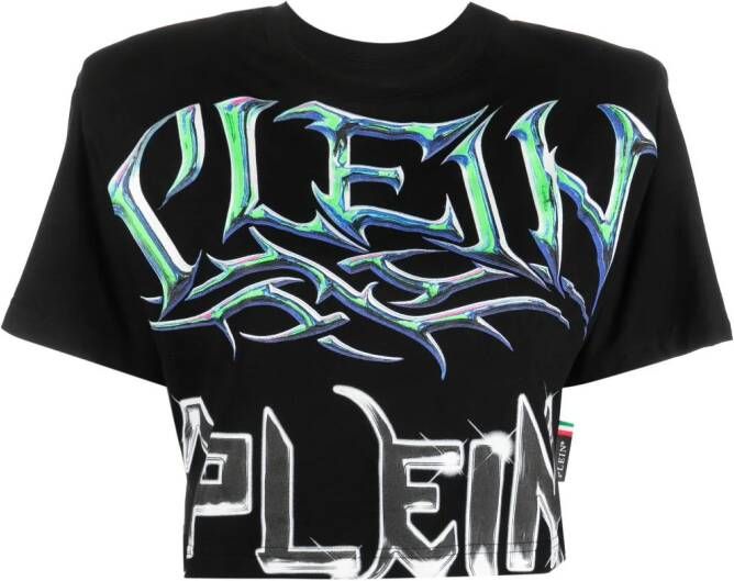 Philipp Plein T-shirt met schoudervullingen Zwart