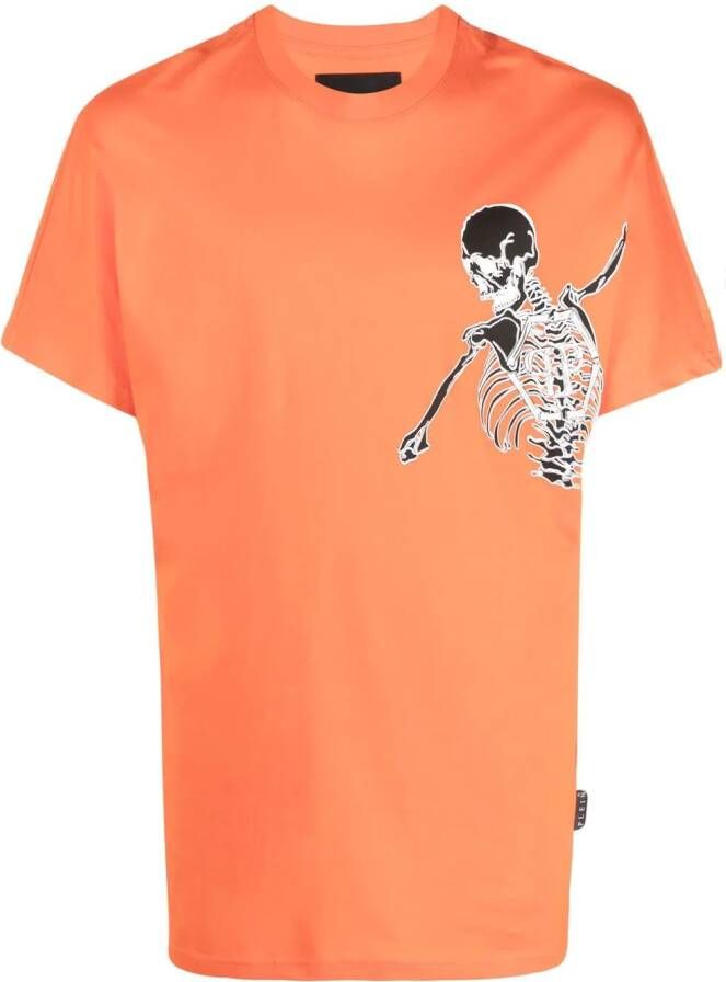 Philipp Plein T-shirt met skeletprint Oranje