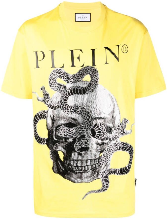 Philipp Plein T-shirt met slangenprint Geel