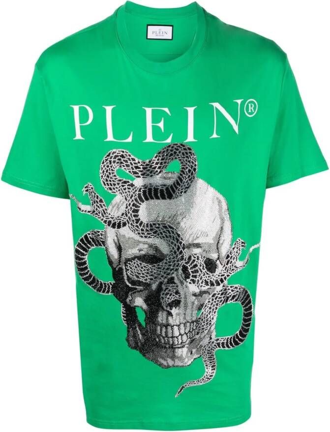 Philipp Plein T-shirt met slangenprint Groen
