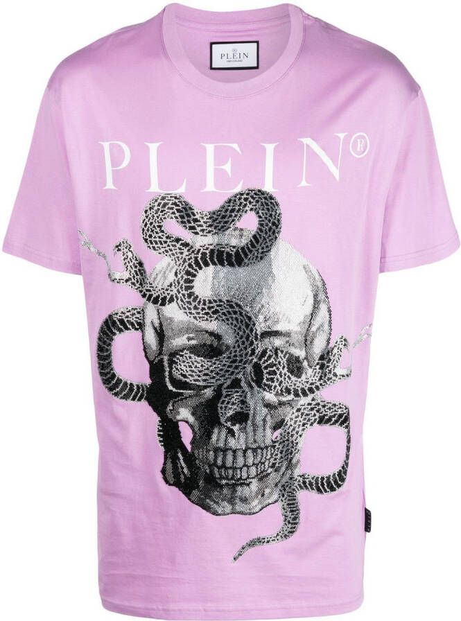 Philipp Plein T-shirt met slangenprint Paars