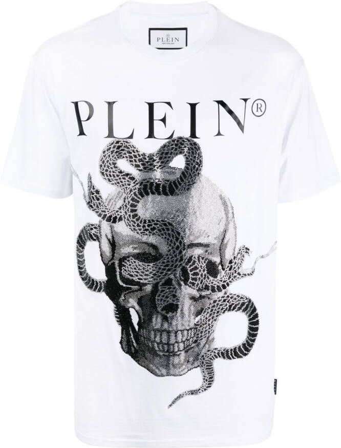 Philipp Plein T-shirt met slangenprint Wit