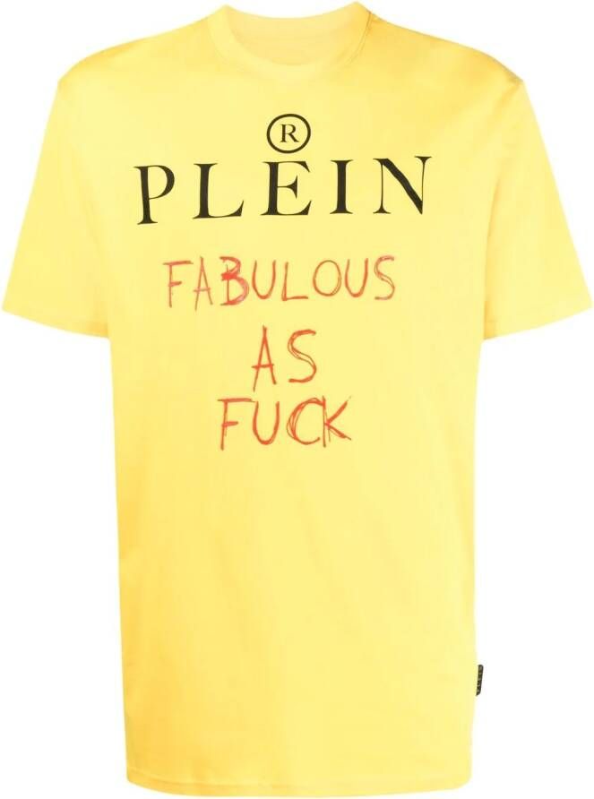 Philipp Plein T-shirt met tekst Geel