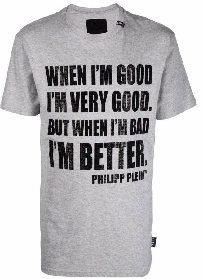 Philipp Plein T-shirt met tekst Grijs