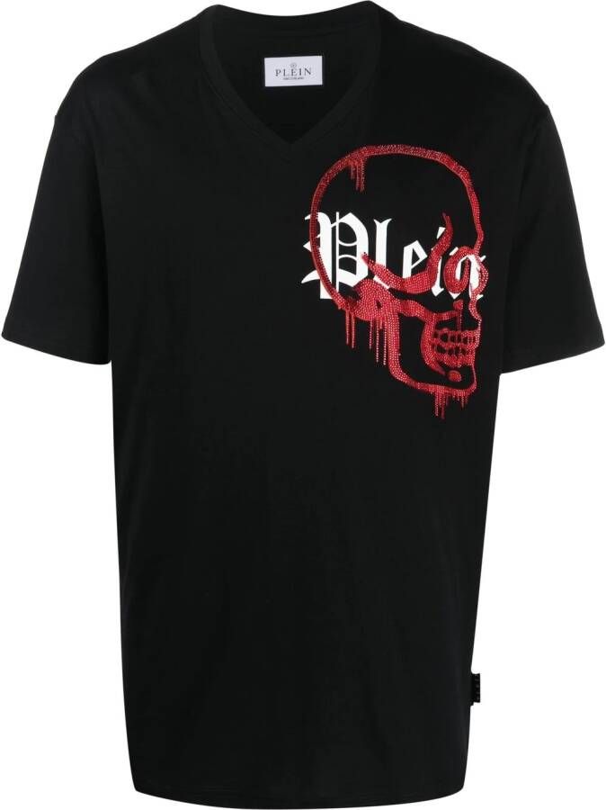 Philipp Plein T-shirt met V-hals Zwart