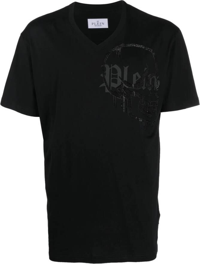 Philipp Plein T-shirt met V-hals Zwart