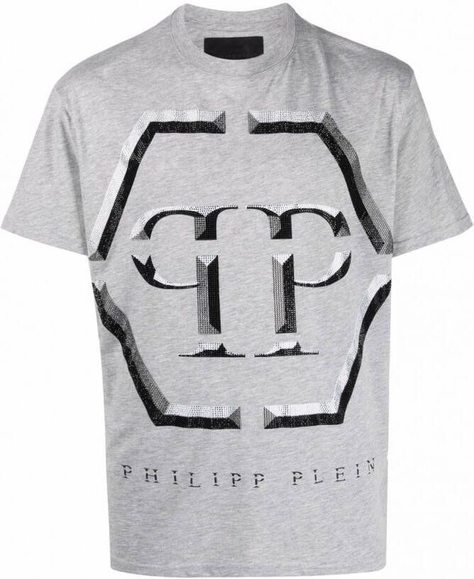 Philipp Plein T-shirt met verfraaid logo Grijs
