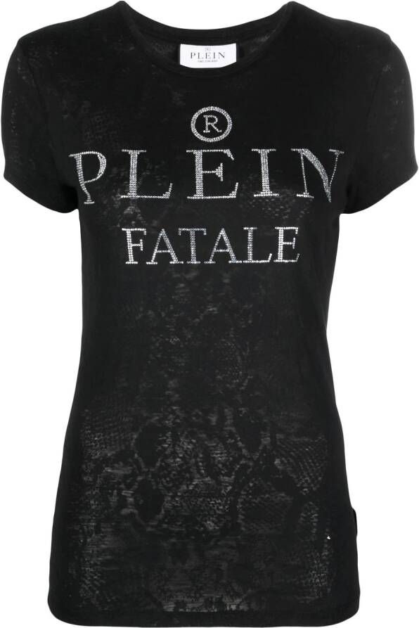 Philipp Plein T-shirt met verfraaid logo Zwart