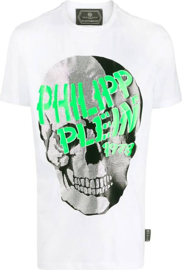 Philipp Plein T-shirt met verfraaide doodskop Wit