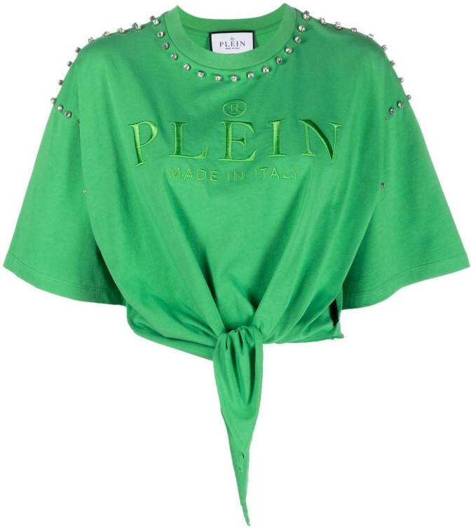 Philipp Plein T-shirt verfraaid met diamant Groen