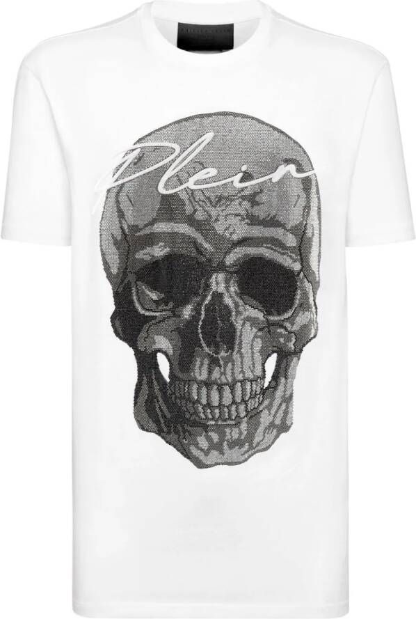 Philipp Plein T-shirt verfraaid met kristal Wit