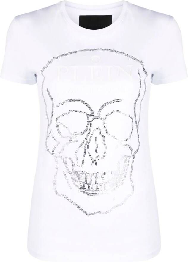 Philipp Plein T-shirt verfraaid met kristallen Wit