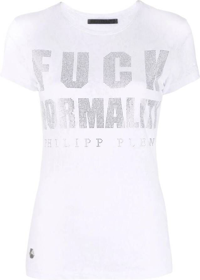 Philipp Plein T-shirt verfraaid met kristallen Wit