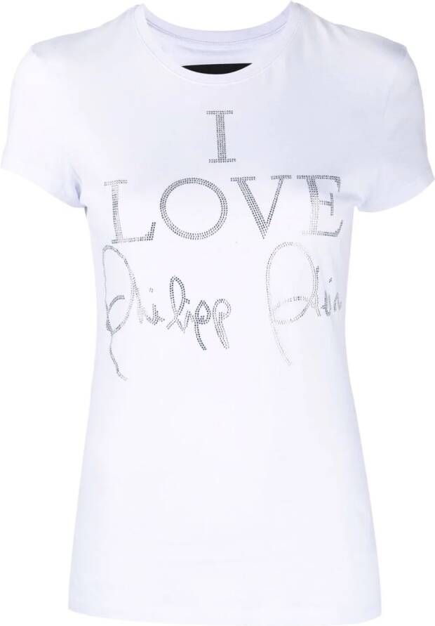 Philipp Plein T-shirt verfraaid met kristallen Wit