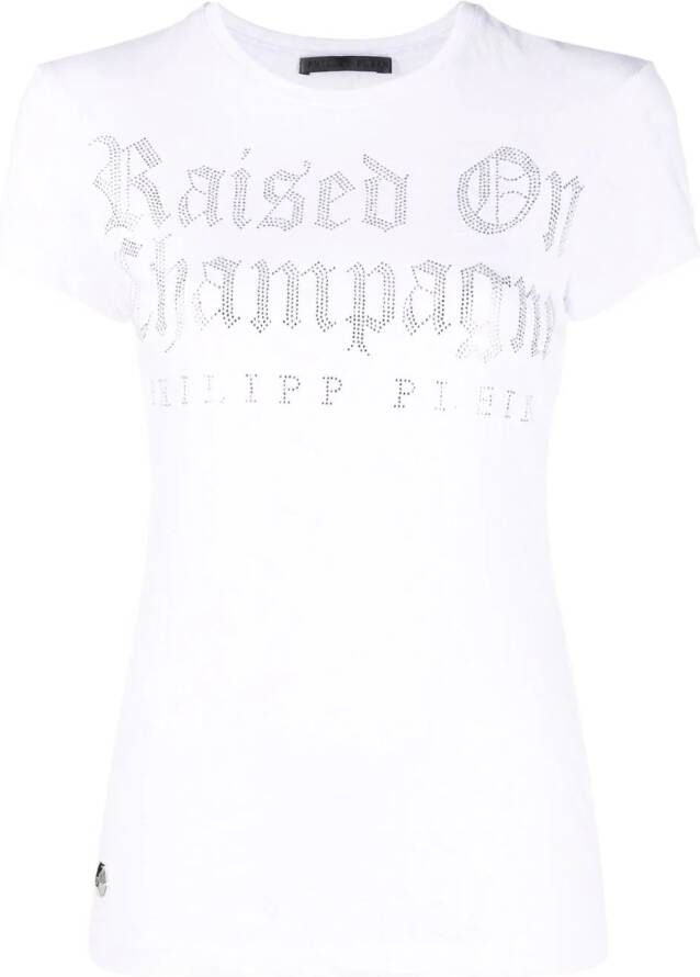 Philipp Plein T-shirt verfraaid met kristallen Wit