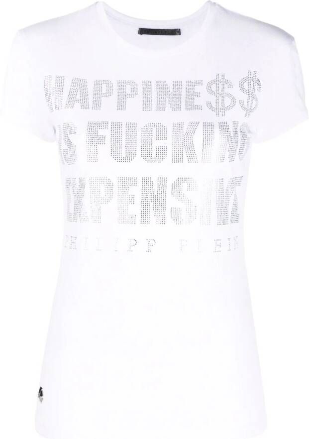 Philipp Plein T-shirt verfraaid met kristallen Wit