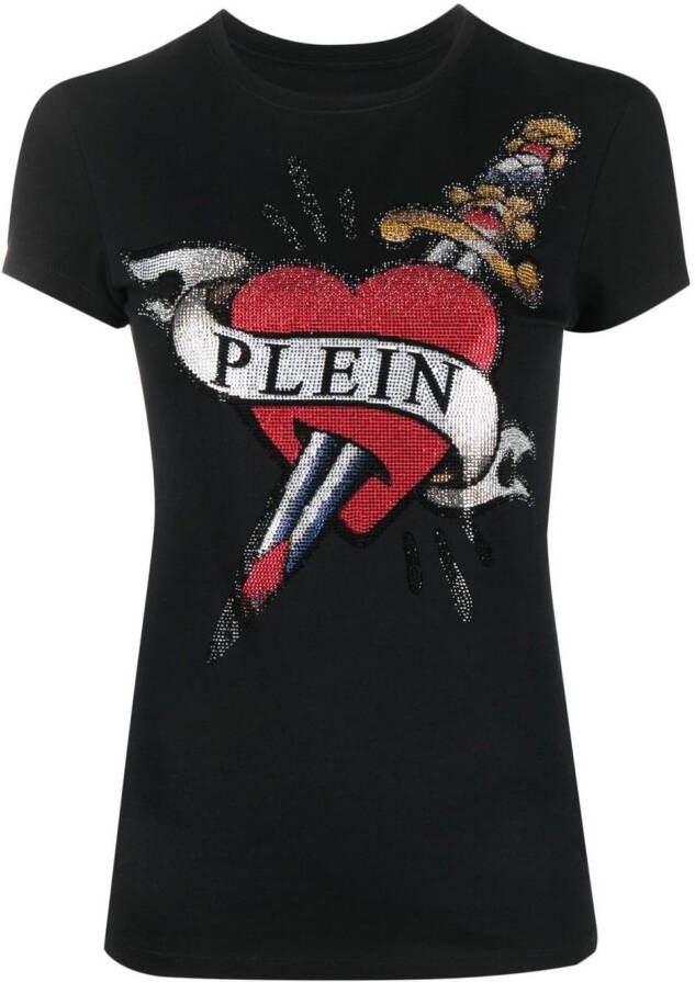 Philipp Plein T-shirt verfraaid met kristallen Zwart