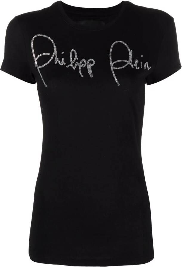 Philipp Plein T-shirt verfraaid met kristallen Zwart