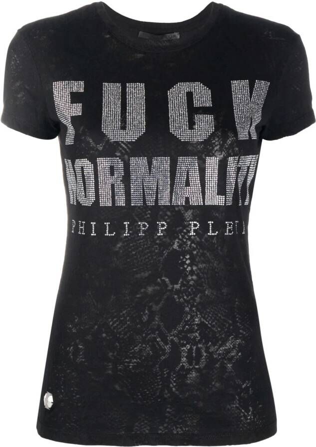 Philipp Plein T-shirt verfraaid met kristallen Zwart