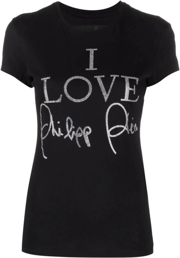 Philipp Plein T-shirt verfraaid met kristallen Zwart
