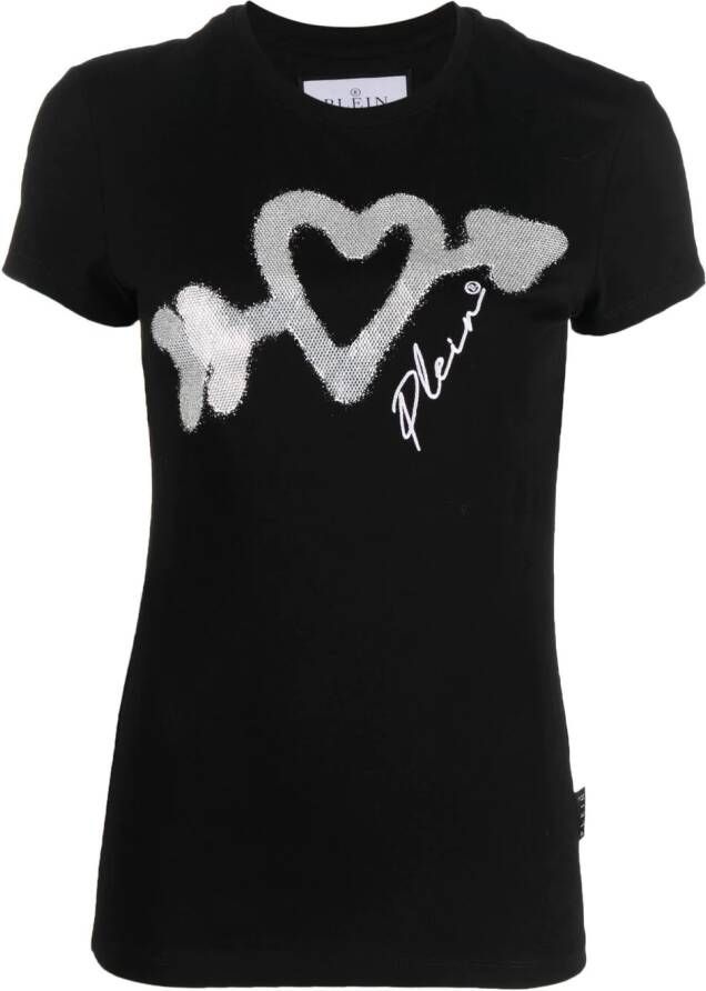 Philipp Plein T-shirt verfraaid met kristallen Zwart