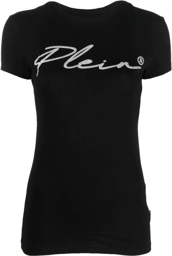 Philipp Plein T-shirt verfraaid met kristallen Zwart