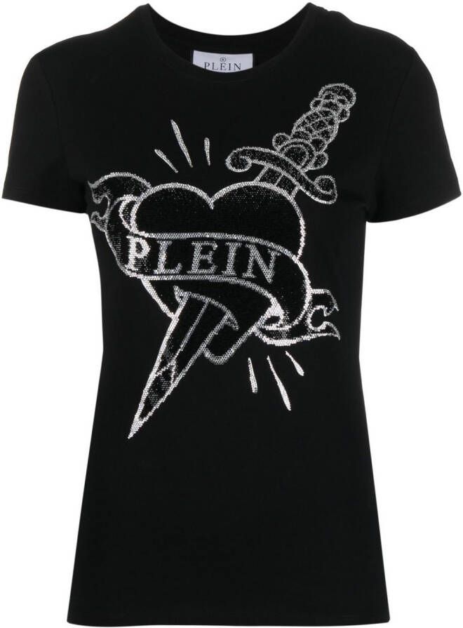 Philipp Plein T-shirt verfraaid met logo Zwart
