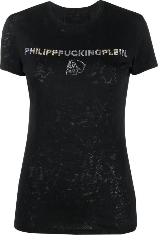 Philipp Plein T-shirt versierd met stras Zwart