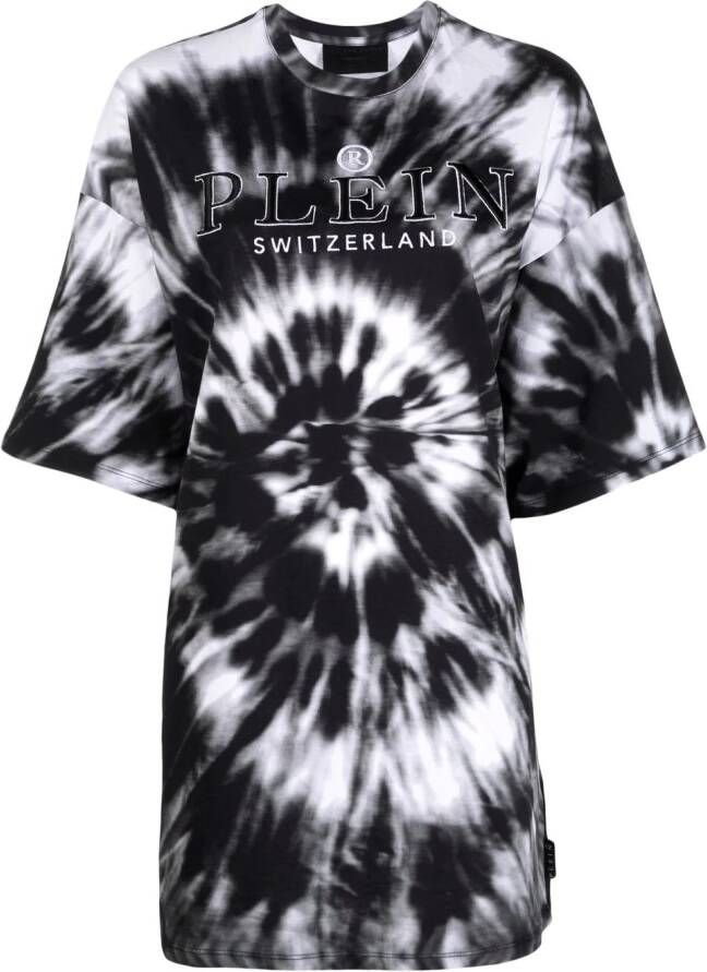 Philipp Plein T-shirtjurk met logoprint Zwart