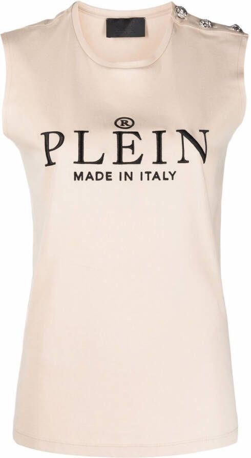 Philipp Plein Tanktop met logo Beige